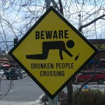 Drunken people crossing