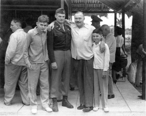 Hemingway with Patrick, John "Bumby", and Gregory "Gigi"), at Club de Cazadores del Cerro, Cuba. Photograph in Ernest Hemingway Photograph Collection, John F. Kennedy Presidential Library and Museum, Boston.